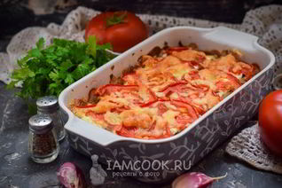Картофельная запеканка с фаршем и грибами