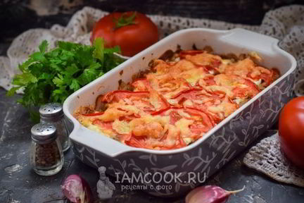 Картофельная запеканка с фаршем и грибами