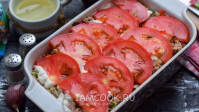 картофельная запеканка с фаршем и грибами