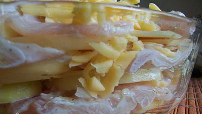 картофельная запеканка с курицей и сыром