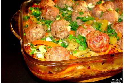 Картофельная запеканка с мясными шариками