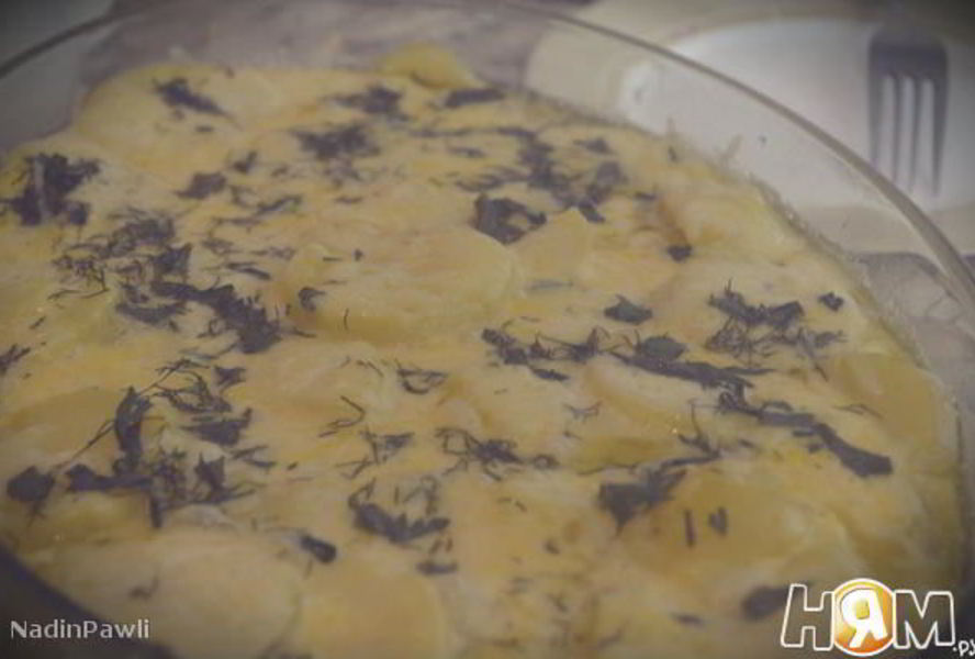 Сливочно-сырная запеканка с грибами и картофелем