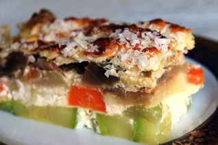 Соте-запеканка из овощей с грибами