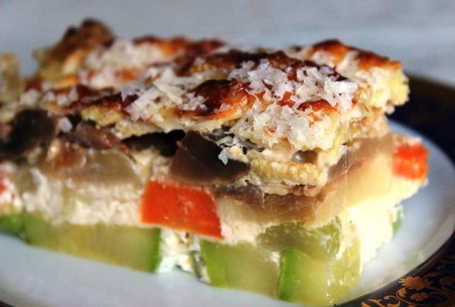 Соте-запеканка из овощей с грибами