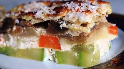 соте-запеканка из овощей с грибами