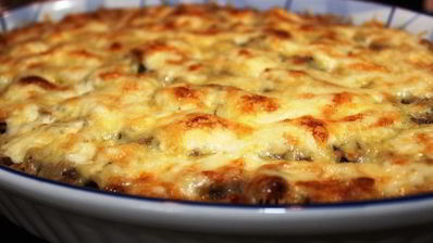 запеканка с двойным мясом