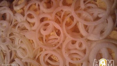 запеканка с мясом под овощами в сливках