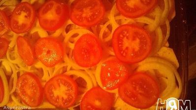 запеканка с мясом под овощами в сливках