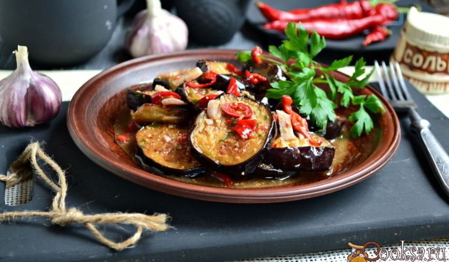 Рецепт баклажанов с острым перцем и аджикой по-грузински