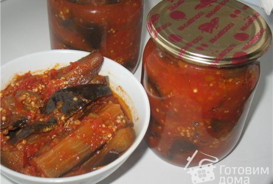Баклажаны в аджике с яблоками