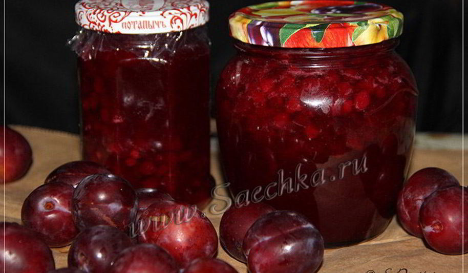 Рецепт бруснично-сливового джем