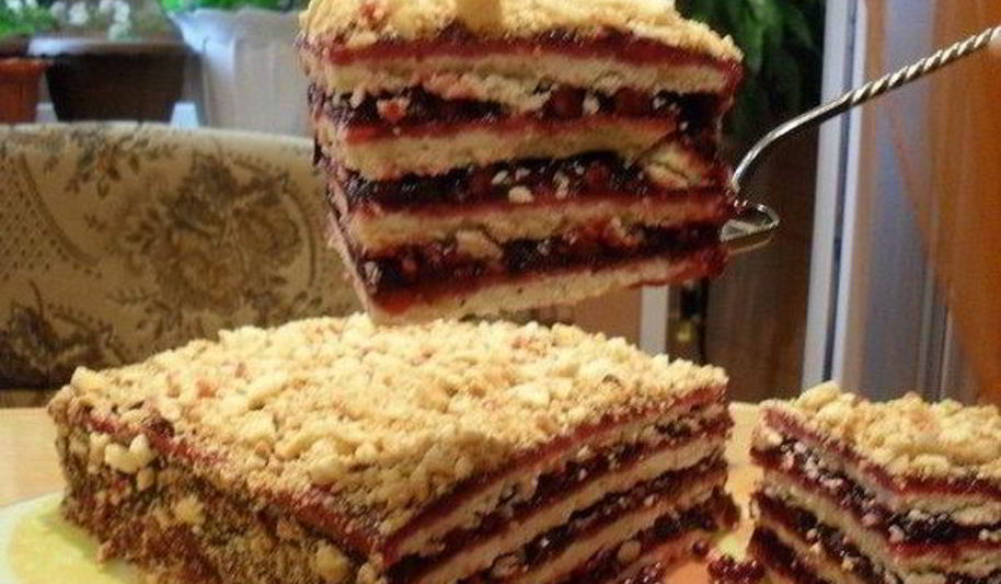 Рецепт невероятна простой тортик с джемом