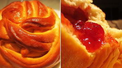 слоеные булочки с малиновым джемом