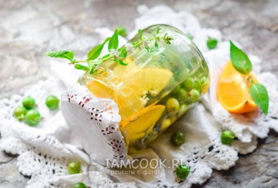 Компот из крыжовника с апельсином