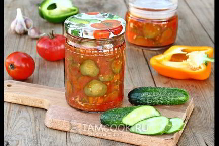 Лечо с огурцами, помидорами и перцем