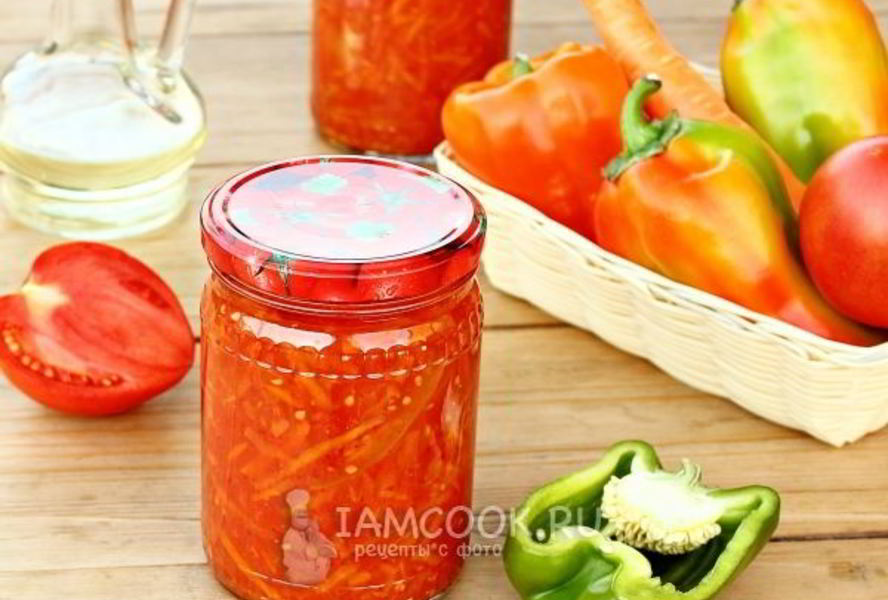 Лечо с помидорами, перцем и морковью