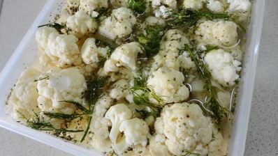 быстромаринованная цветная капуста в микроволновке