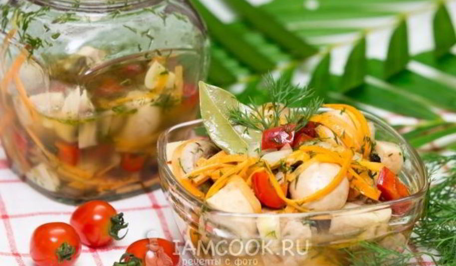 Рецепт грибов, маринованных с овощами