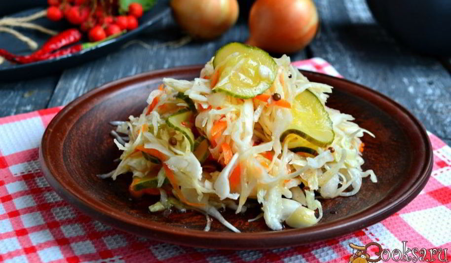 Рецепт капусты маринованной с огурцами