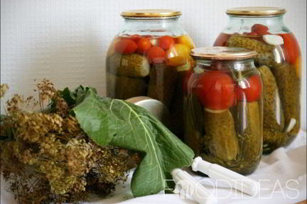 Маринованные огурцы с помидорами