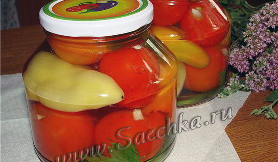 Рецепт консервированных перец и помидоры