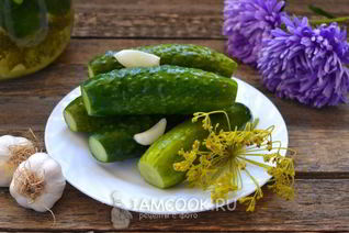Малосольные огурцы с чесноком и укропом