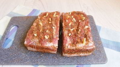 сало с горчицей