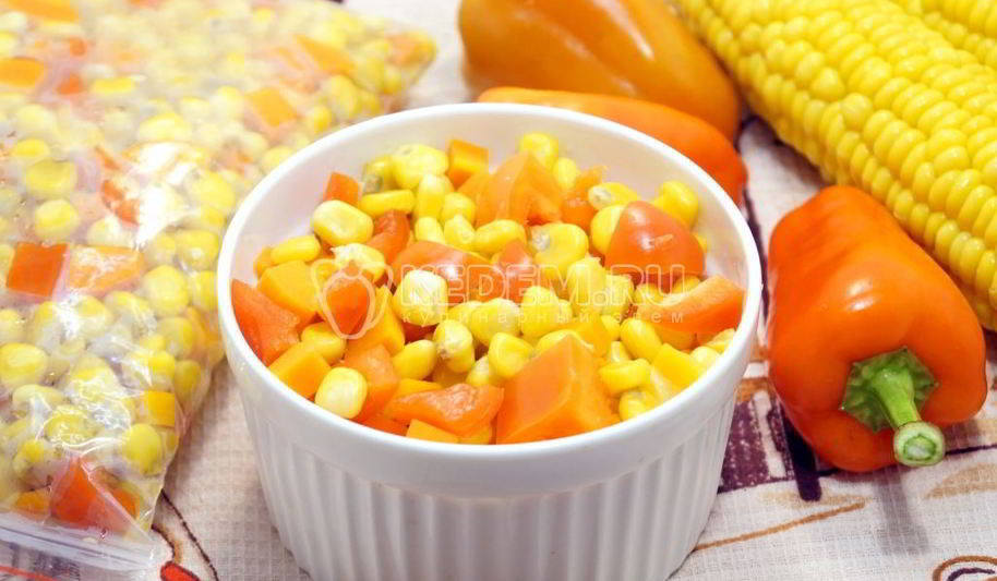 Рецепт заморозки овощей на зиму для гарнира с кукурузой