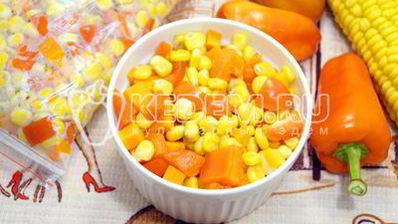 заморозка овощей на зиму для гарнира с кукурузой