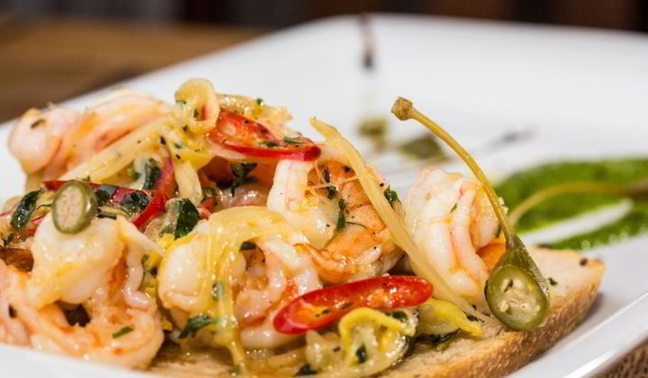 Рецепт брускетты с креветками