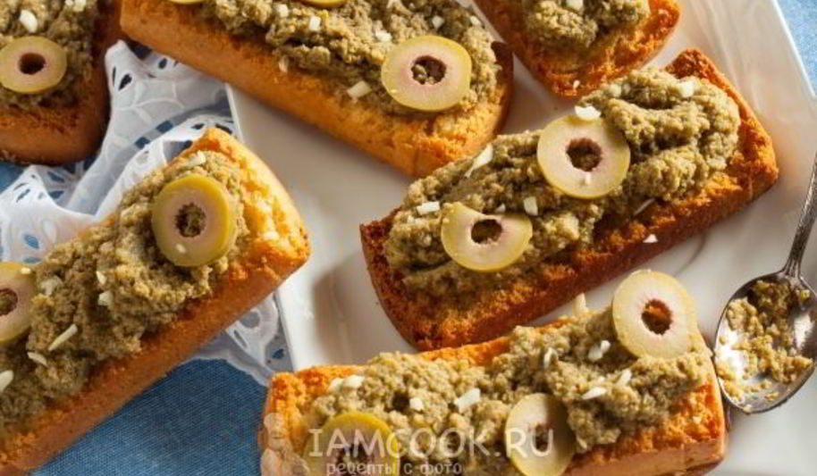 Рецепт брускетты с оливковой пастой