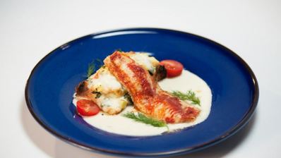 филе морского языка с брускеттой