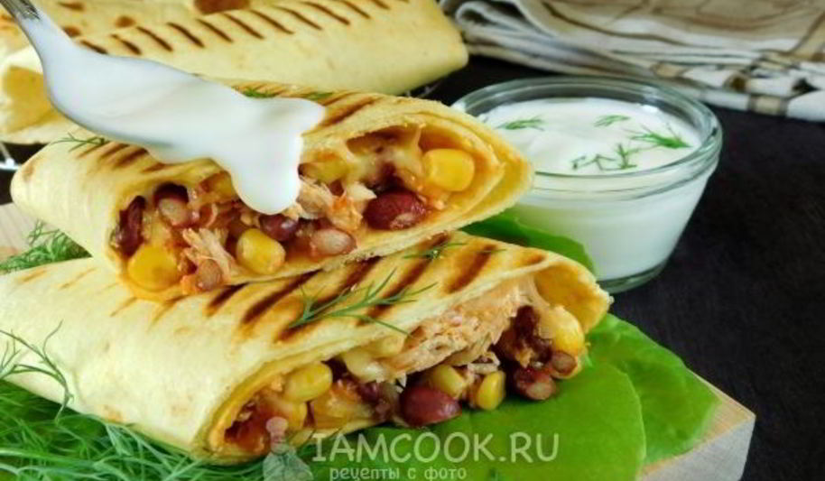 Рецепт буррито с курицей и фасолью