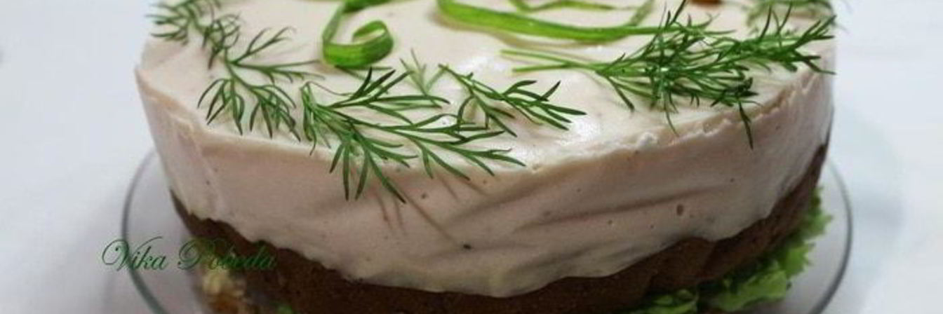 Бутербродный торт-мусс со слабосоленым лососем и фетой