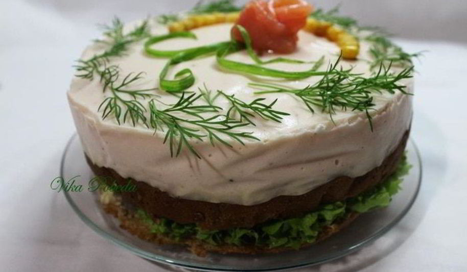 Рецепт бутербродного торта-мусса со слабосоленым лососем и фетой