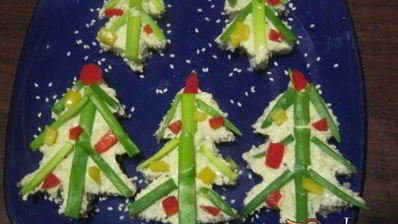 бутерброды новогодняя елочка