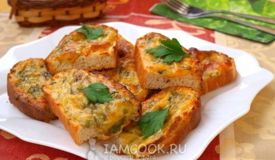 Рецепт горячих бутербродов с сыром и зеленью