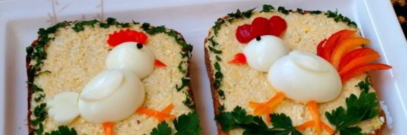 Праздничные бутерброды Курочка и Петушок