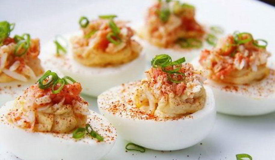 Рецепт фаршированных пряных яиц на закуску