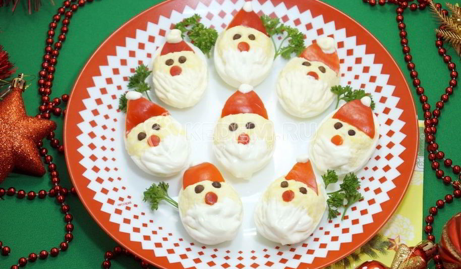 Рецепт фаршированных яиц дед мороз