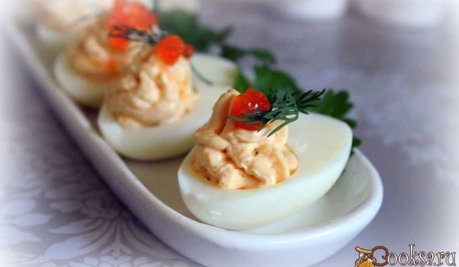 Рецепт фаршированных яиц с икорным кремом