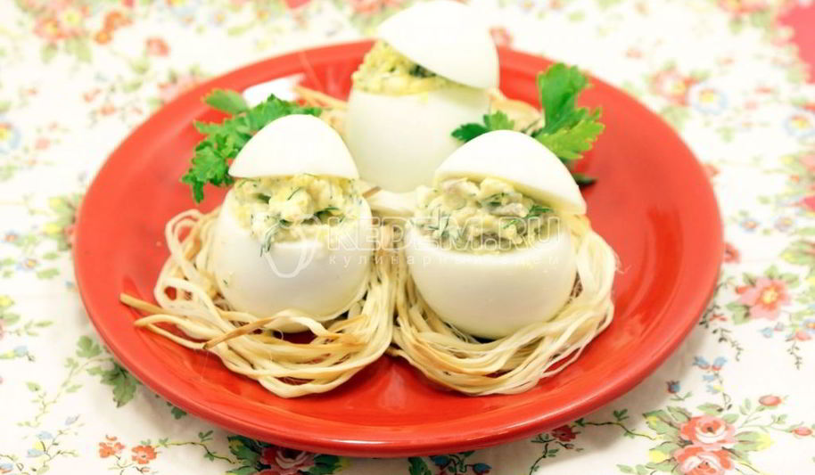 Рецепт яиц фаршированных гнездышки
