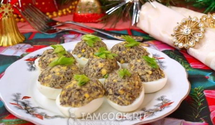 Рецепт яиц фаршированных грибами