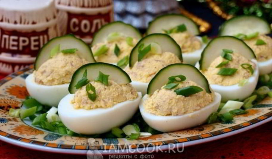 Рецепт яиц, фаршированных печенью трески