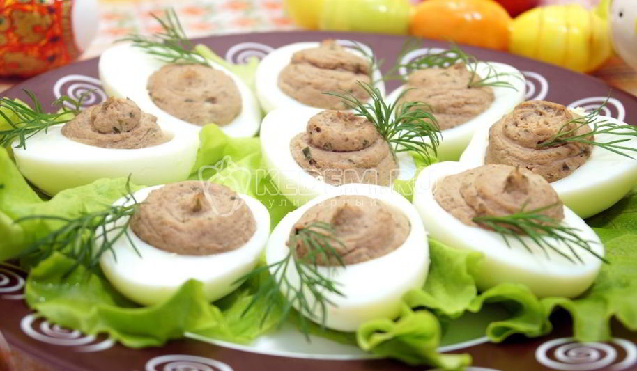 Рецепт яиц фаршированных печенью