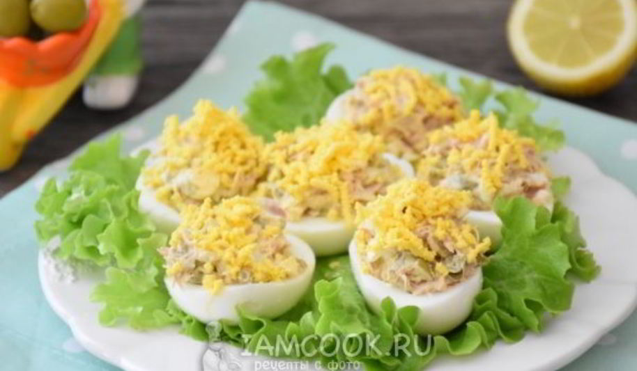Рецепт яиц, фаршированных тунцом