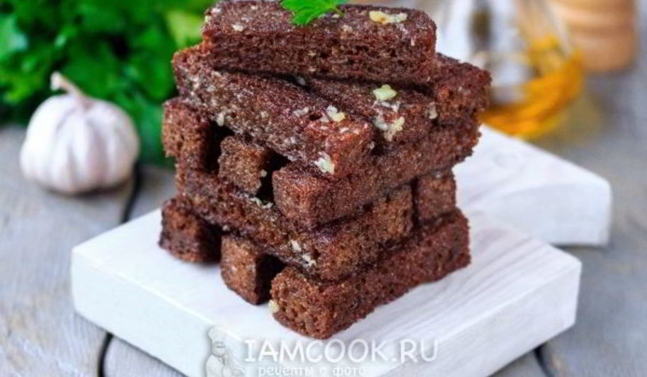 Рецепт гренков из бородинского хлеба с чесноком