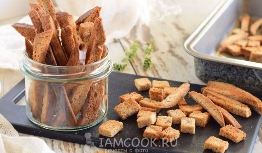 Рецепт гренков из черного хлеба в духовке