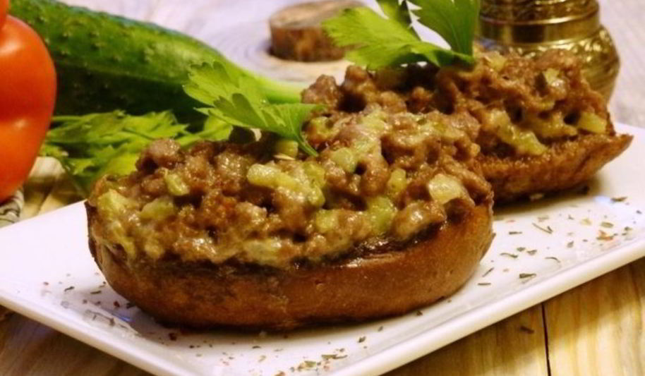 Рецепт гренков с фаршем по-татарски