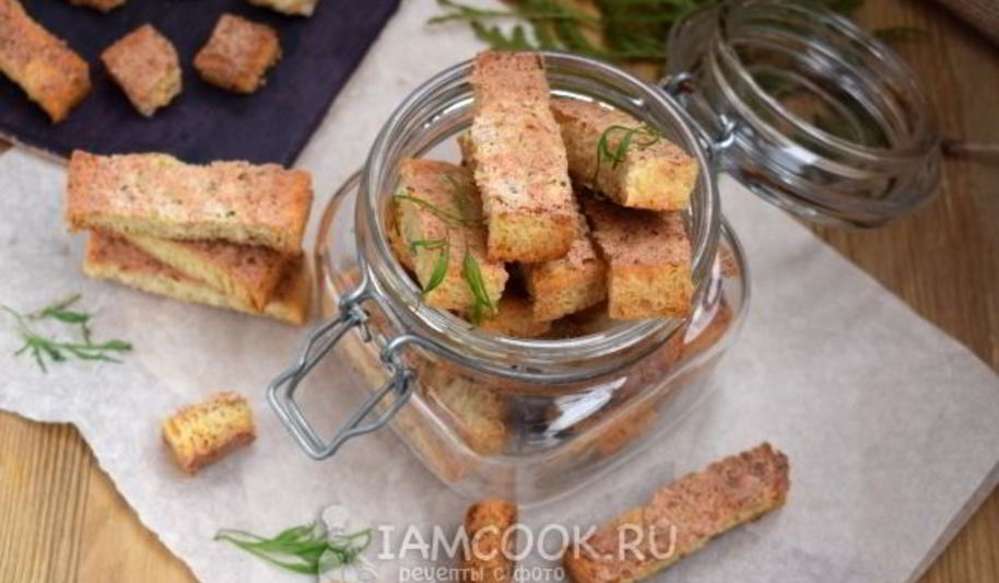 Рецепт гренков с крабово-креветочной пастой